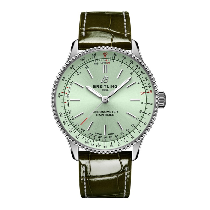 Breitling Navitimer 36mm Ladies Watch Green Alligator A17327361L1P1