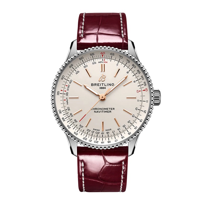 Breitling Navitimer 36mm Ladies Watch Silver Alligator A17327211G1P1
