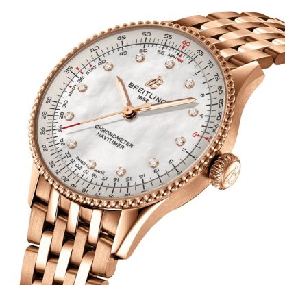 Breitling Navitimer 36mm Ladies Watch White Mother Of Pearl 18k Red Gold R17327211A1R1 - Image 3