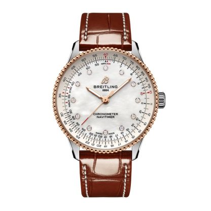 Breitling Navitimer 36mm Ladies Watch White Mother Of Pearl Alligator U17327211A1P1