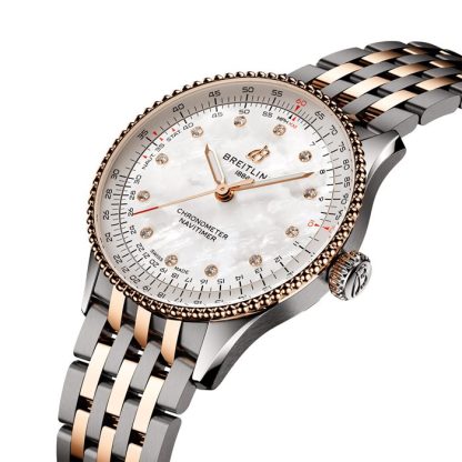 Breitling Navitimer 36mm Ladies Watch White Mother Of Pearl Stainless Steel And 18k Red Gold U17327211A1U1 - Image 3