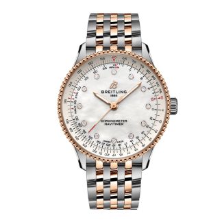 Breitling Navitimer 36mm Ladies Watch White Mother Of Pearl Stainless Steel And 18k Red Gold U17327211A1U1