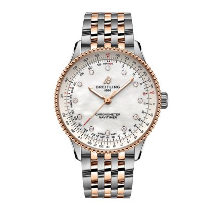 Breitling Navitimer 36mm Ladies Watch White Mother Of Pearl Stainless Steel And 18k Red Gold U17327211A1U1