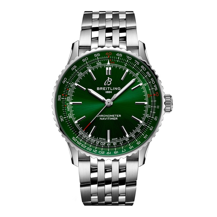 Breitling Navitimer Automatic 41mm Mens Watch Green Stainless Steel A17329371L1A1