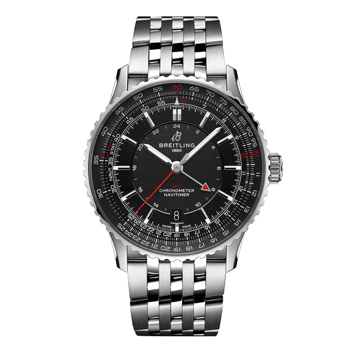 Breitling Navitimer Automatic GMT 41mm Mens Watch Black Stainless Steel A32310251B1A1
