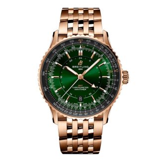 Breitling Navitimer Automatic GMT 41mm Mens Watch Green Stainless Steel R32310251L1R1