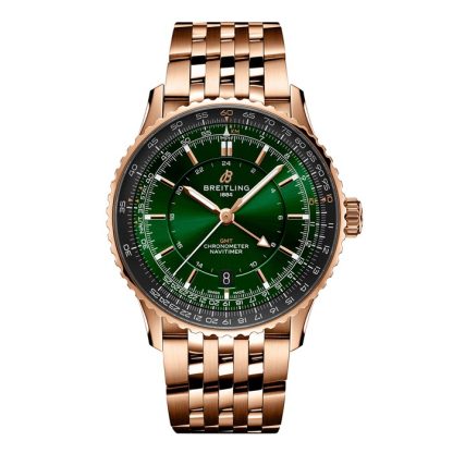 Breitling Navitimer Automatic GMT 41mm Mens Watch Green Stainless Steel R32310251L1R1