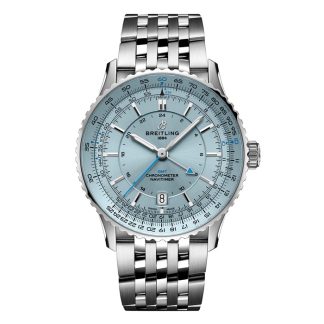 Breitling Navitimer Automatic GMT 41mm Mens Watch Light Blue Stainless Steel A32310171C1A1