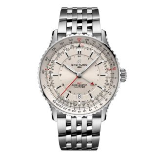 Breitling Navitimer Automatic GMT 41mm Mens Watch Silver Stainless Steel A32310211G1A1