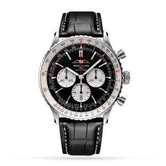 Breitling Navitimer B01 Chronograph 46 Stainless Steel Leather Strap Watch AB0137211B1P1