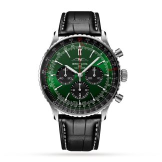 Breitling Navitimer B01 Chronograph 46 Stainless Steel Leather Strap Watch AB0137241L1P1