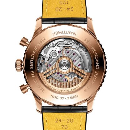 Breitling Navitimer Chronograph 18ct Rose Gold 46mm Mens Watch Green Alligator RB0137241L1P1 - Image 4