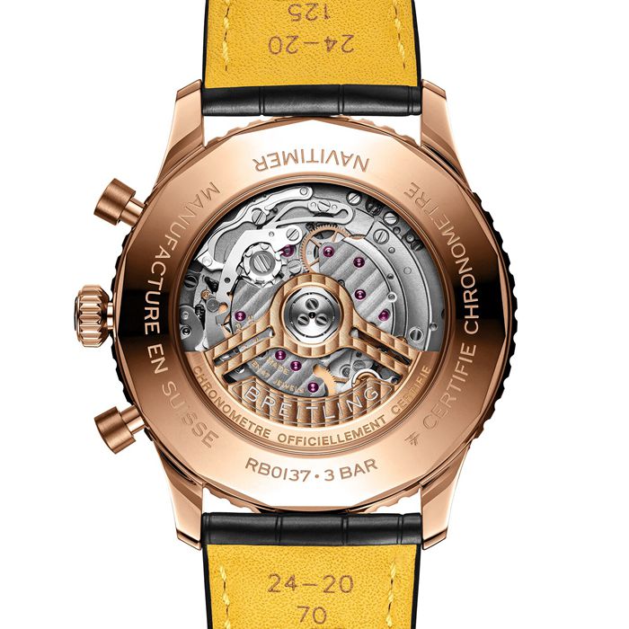 Breitling Navitimer Chronograph 18ct Rose Gold 46mm Mens Watch Green Alligator RB0137241L1P1 - Image 4