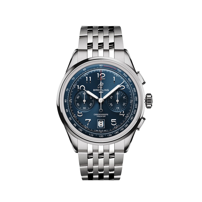 Breitling Premier B01 Chronograph 42mm Mens Watch Blue Stainless Steel AB0145171C1A1
