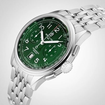 Breitling Premier B01 Chronograph 42mm Mens Watch Green Stainless Steel AB0145371L1A1 - Image 5