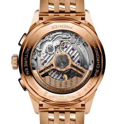 Breitling Premier B01 Chronograph 42mm Mens Watch Silver 18ct Rose Gold RB0145371G1R1 - Image 2