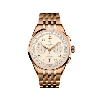 Breitling Premier B01 Chronograph 42mm Mens Watch Silver 18ct Rose Gold RB0145371G1R1