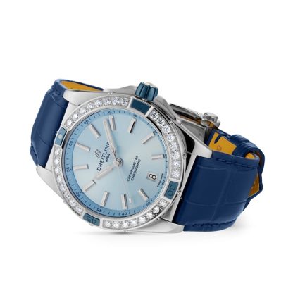 Breitling Super Chronomat Automatic 38 Blue Leather Strap Watch A17356531C1P1 - Image 3