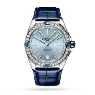 Breitling Super Chronomat Automatic 38 Blue Leather Strap Watch A17356531C1P1