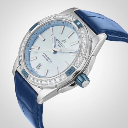 Breitling Super Chronomat Automatic 38 Blue Leather Strap Watch A17356531C1P1 - Image 5