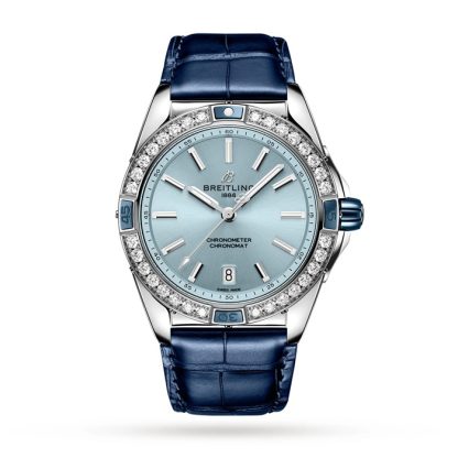 Breitling Super Chronomat Automatic 38 Blue Leather Strap Watch A17356531C1P1