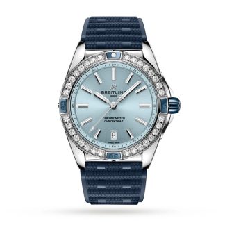 Breitling Super Chronomat Automatic 38 Blue Rubber Strap Watch A17356531C1S1