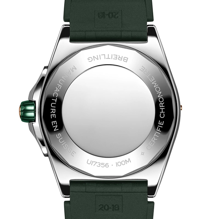 Breitling Super Chronomat Automatic 38 Green Stainless Steel & 18ct Rose Gold Rubber Strap Watch U17356531L1S1 - Image 2