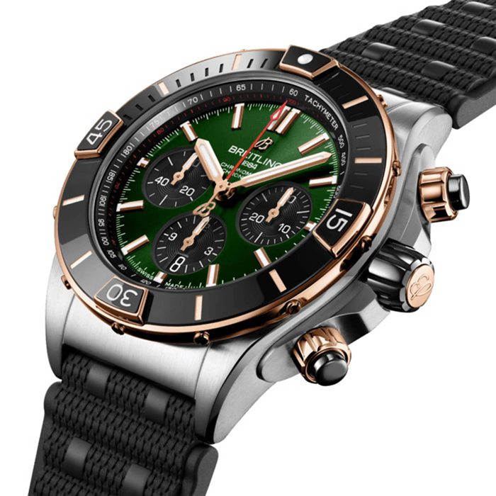 Breitling Super Chronomat B01 44 Stainless Steel & 18k Red Gold Rubber Strap Watch UB0136251L1S1 - Image 2