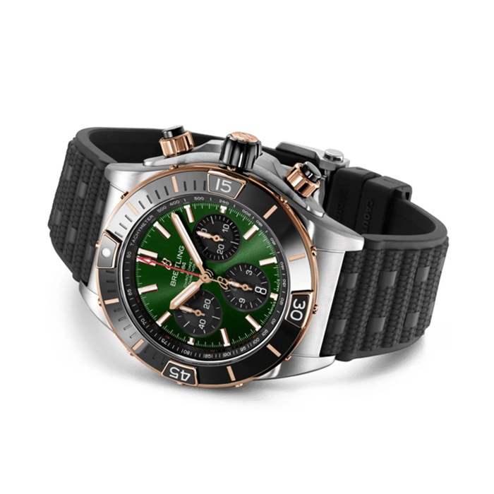 Breitling Super Chronomat B01 44 Stainless Steel & 18k Red Gold Rubber Strap Watch UB0136251L1S1 - Image 3