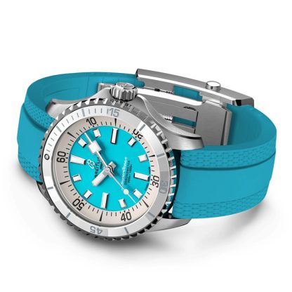 Breitling Superocean Automatic 36 Stainless Steel Turquoise Rubber Watch A17377211C1S1 - Image 4