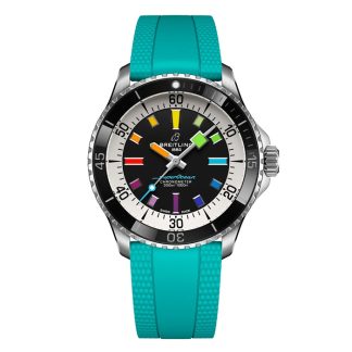 Breitling Superocean Automatic 42mm Mens Watch Turquoise Rubber A17375211B2S2