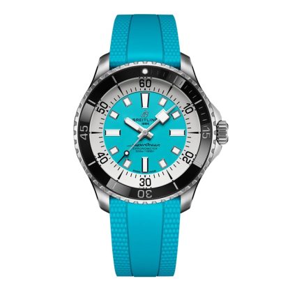 Breitling Superocean Automatic 44mm Mens Watch Turquoise Rubber A17376211L2S2