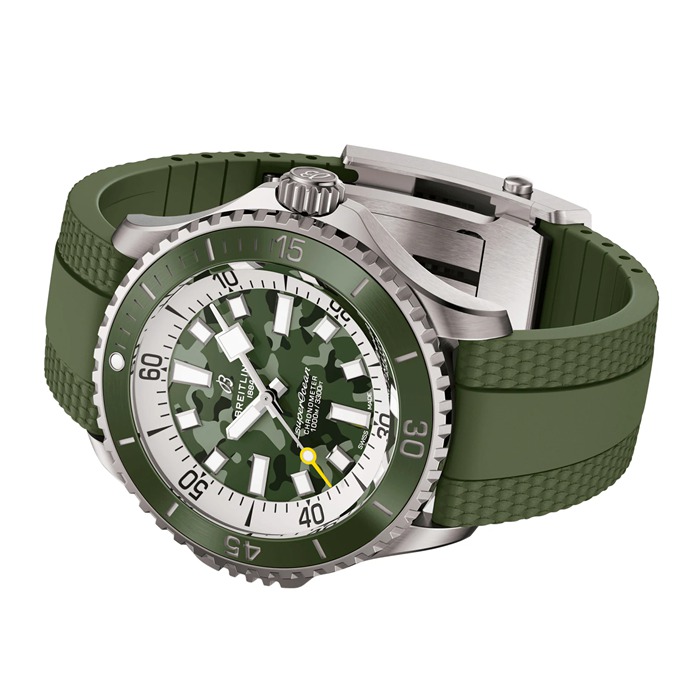 Breitling Superocean Automatic Super Diver 46mm Mens Watch Green Rubber E10379D31L1S1 - Image 3