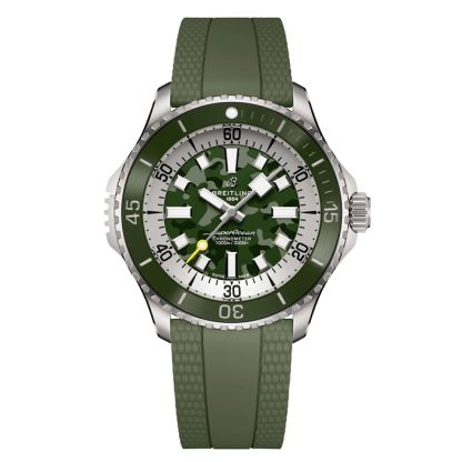 Breitling Superocean Automatic Super Diver 46mm Mens Watch Green Rubber E10379D31L1S1