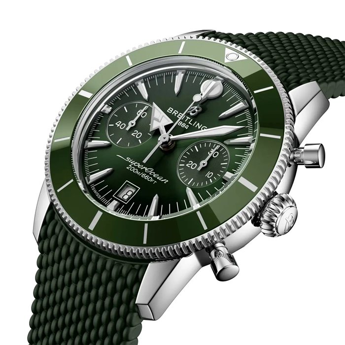 Breitling Superocean Heritage B01 Chronograph 42mm Mens Watch Green Rubber AB0156361L1S1 - Image 3