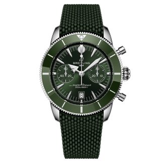 Breitling Superocean Heritage B01 Chronograph 42mm Mens Watch Green Rubber AB0156361L1S1