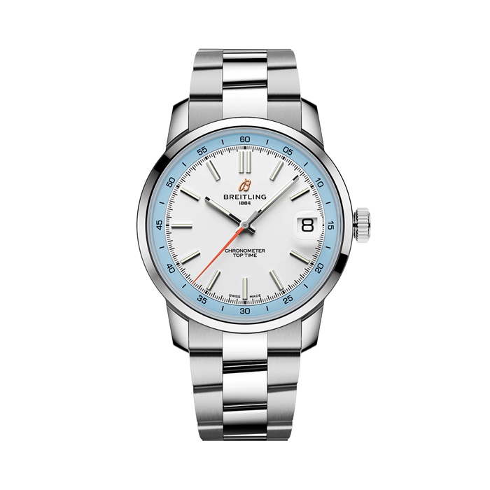 Breitling Top Time B31 38mm Mens Watch White Stainless Steel AB3113281A1A1