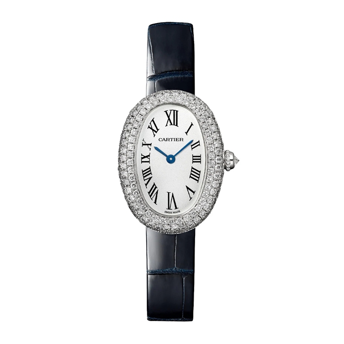 Cartier Baignoire Watch Small Model Quartz Movement 18K White Gold Case WJBA0049