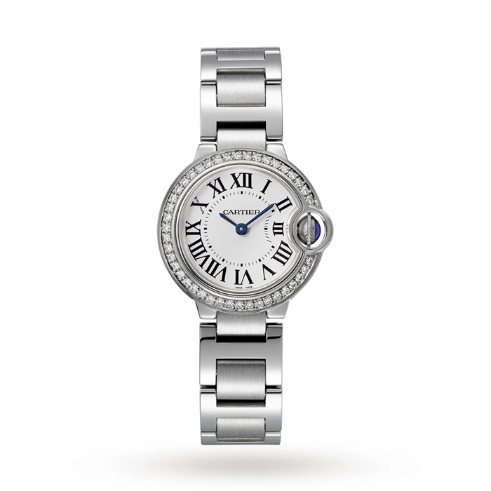 Cartier Ballon Bleu De Cartier Watch 28mm Quartz Movement Steel Diamonds W4BB0015