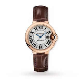 Cartier Ballon Bleu De Cartier Watch 33mm Automatic Movement Rose Gold Leather W6920097