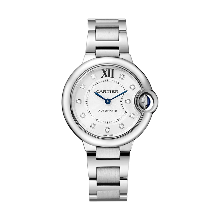 Cartier Ballon Bleu De Cartier Watch 33mm Automatic Movement Steel Diamonds W4BB0021