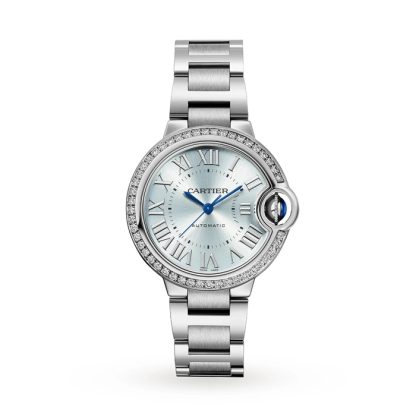 Cartier Ballon Bleu De Cartier Watch 33mm Automatic Movement Steel Diamonds W4BB0028