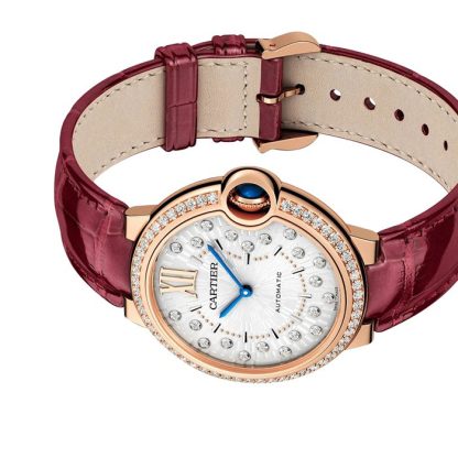 Cartier Ballon Bleu De Cartier Watch 36mm Automatic Mechanical Movement Rose Gold Diamonds Leather WJBB0081 - Image 5