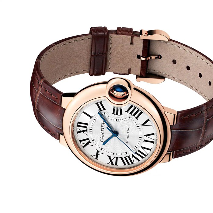 Cartier Ballon Bleu De Cartier Watch 36mm Automatic Movement Pink Gold Leather WGBB0009 - Image 3