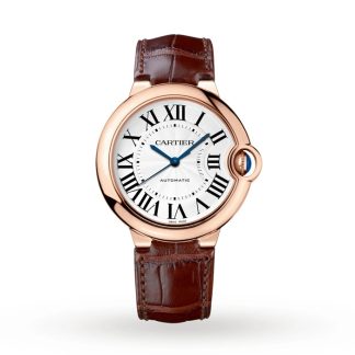 Cartier Ballon Bleu De Cartier Watch 36mm Automatic Movement Pink Gold Leather WGBB0009