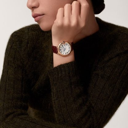 Cartier Ballon Bleu De Cartier Watch 36mm Automatic Movement Pink Gold Leather WGBB0009 - Image 5