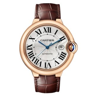 Cartier Ballon Bleu De Cartier Watch 42mm Automatic Movement Rose Gold Leather WGBB0030