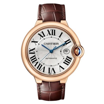 Cartier Ballon Bleu De Cartier Watch 42mm Automatic Movement Rose Gold Leather WGBB0030