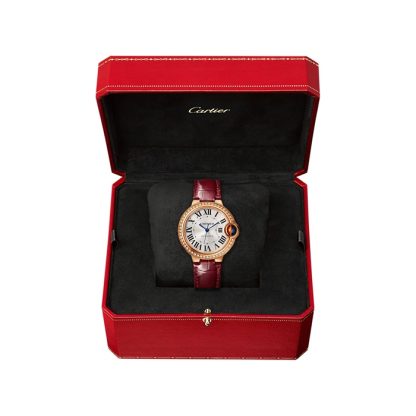 Cartier Ballon Bleu De Watch 33mm Rose Gold Diamonds Leather WJBB0033 - Image 2