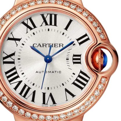 Cartier Ballon Bleu De Watch 33mm Rose Gold Diamonds Leather WJBB0033 - Image 3